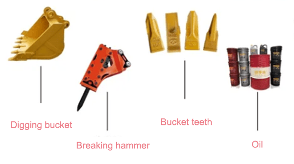 mining parts including bucket, teeth, etc.